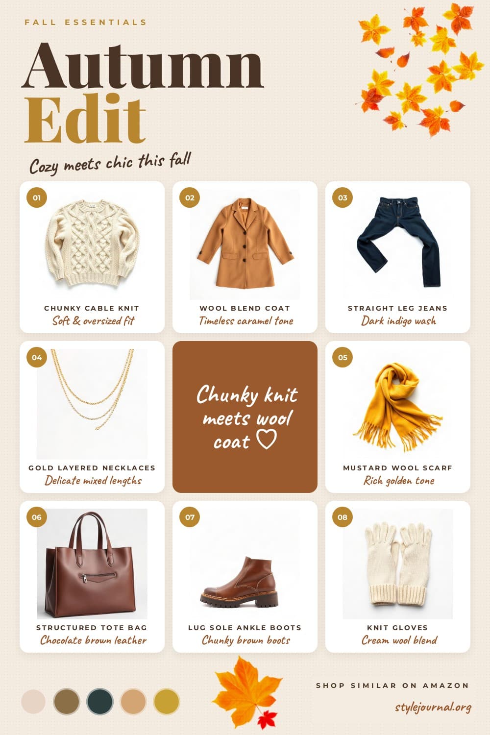 Cozy Fall Outfit | Chunky Knit + Caramel Coat Essentials
