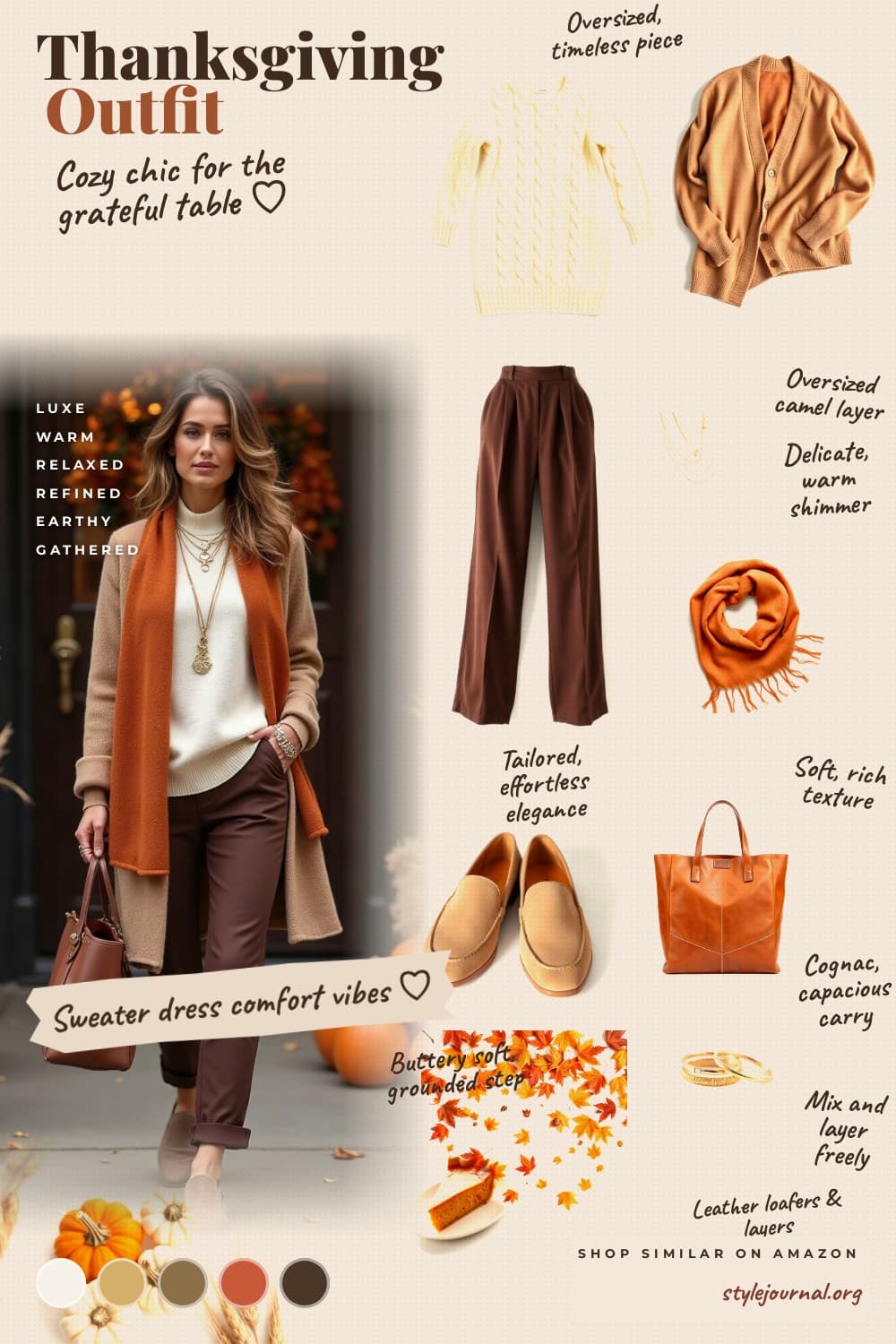 Friendsgiving Outfit Ideas | Cozy Sweater Dress & Wide Leg Trousers