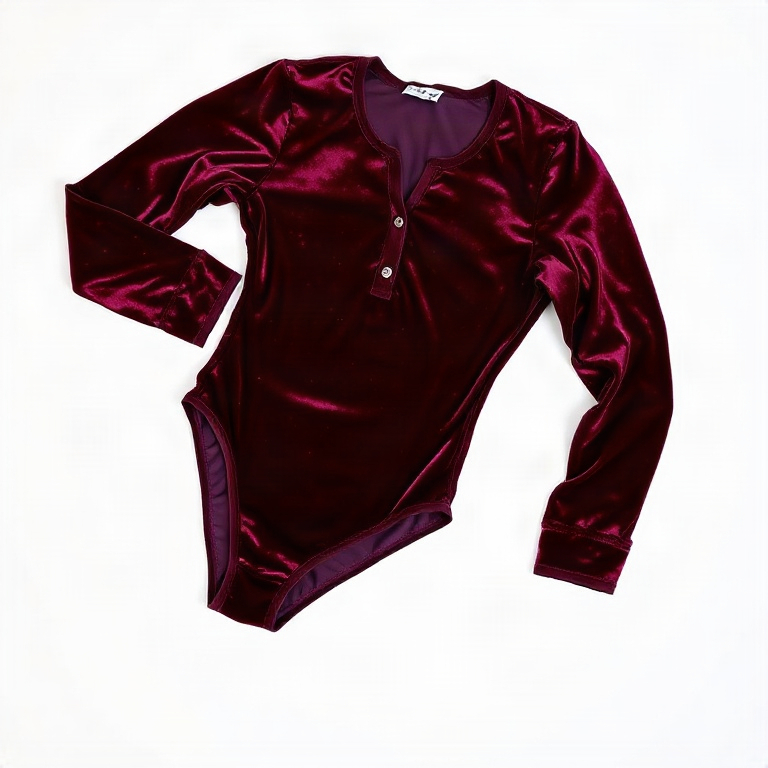 Burgundy velvet bodysuit