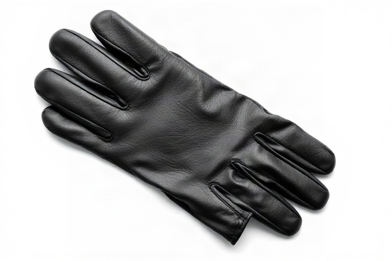 Black leather gloves